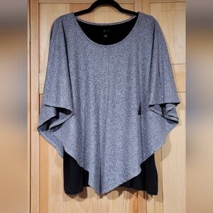 AB Studio Black and Gray Poncho Top